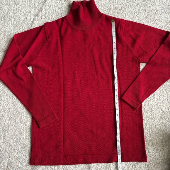 Classiques Entier 100% Merino Wool Mock Neck Sweater Cherry Red sz S - Picture 5 of 5